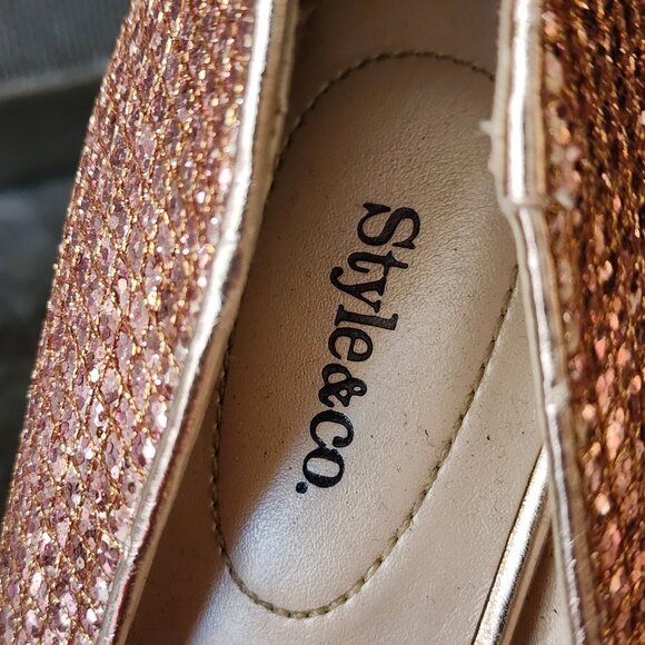 Style & Co. Champagne Pink "Pyxie" Glitter High Heels Size 6M - Picture 14 of 15
